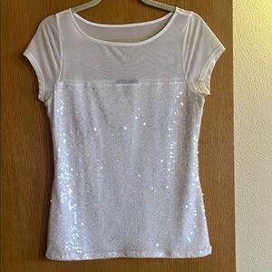 White Sequin Women's Top